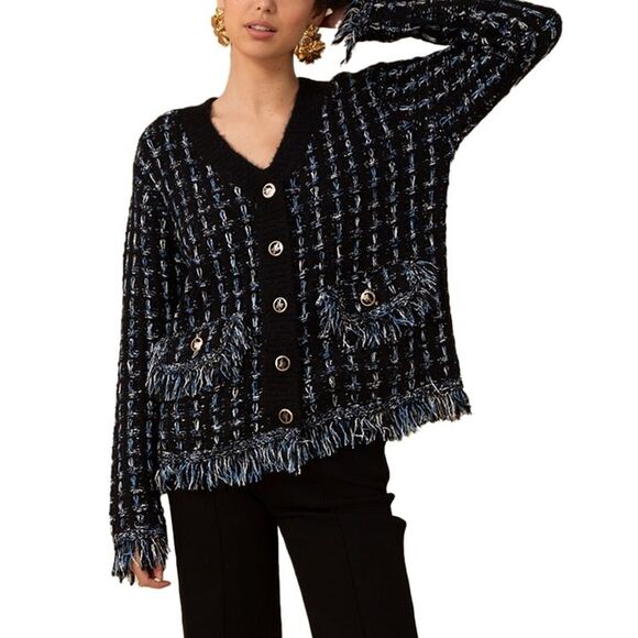 Hale Bob Womens Jimena Wool-Blend Cardigan - Picture 1 of 3